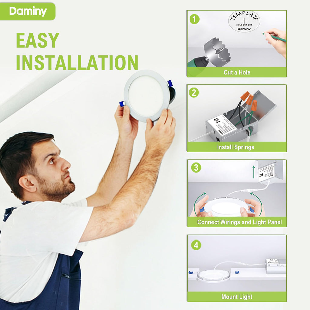 12 Pack 8 Inch LED Recessed Lighting, Canless Wafer Downlight
