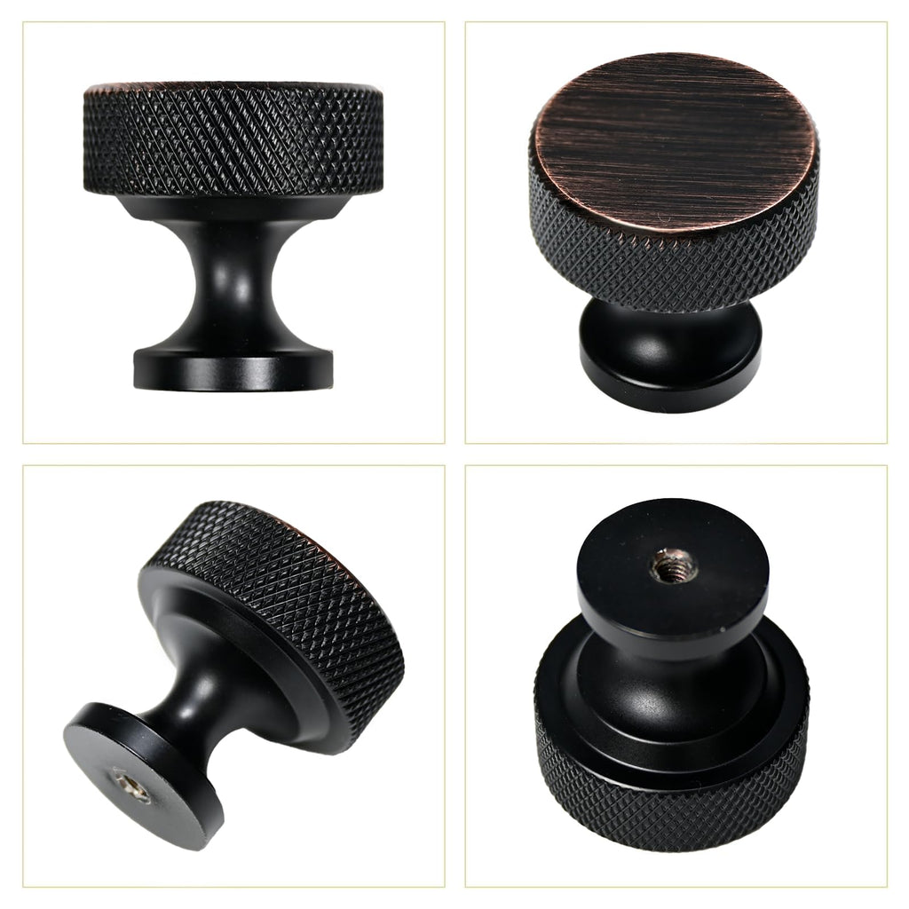 Oil Rubbed Bronze Knurled Cabinet Knobs Round Drawer Pulls 30 Pack