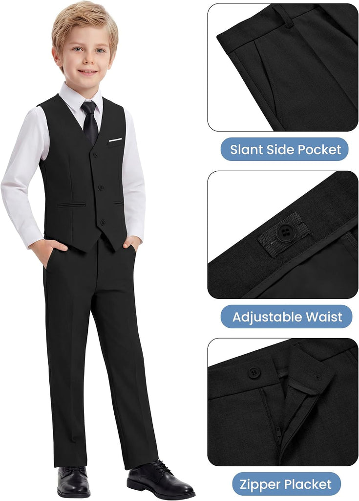 Boys Suits Pieces Formal Slim Fit Tuxedo Suit Set,Teen Suits for Wedding Ring Bearer Church Outfit