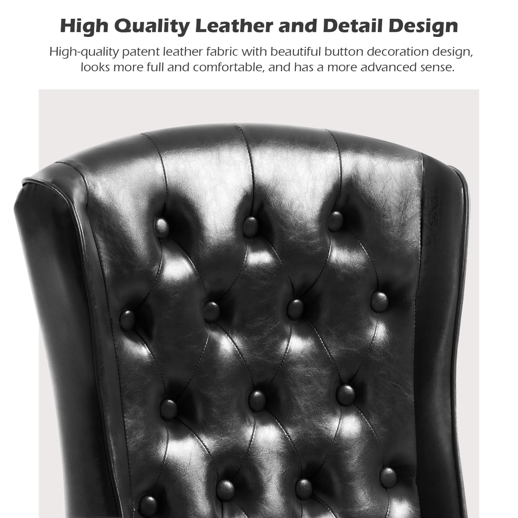 Ergonomic Executive Office Chair with Wheels and Arms, Tufted Back & Nailhead Trim, Home Office Desk Chairs, Faux