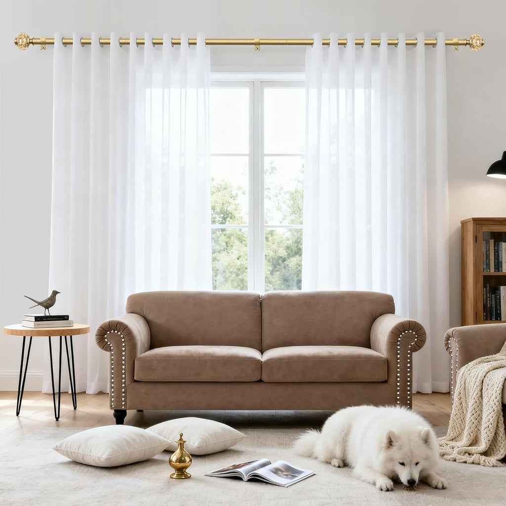 Curtain Rods 32 to 58 Inches (2.6-4.8ft), 7/8 Inch Telescoping Splicing Drapery Rods for Windows 20 to 54 Inch