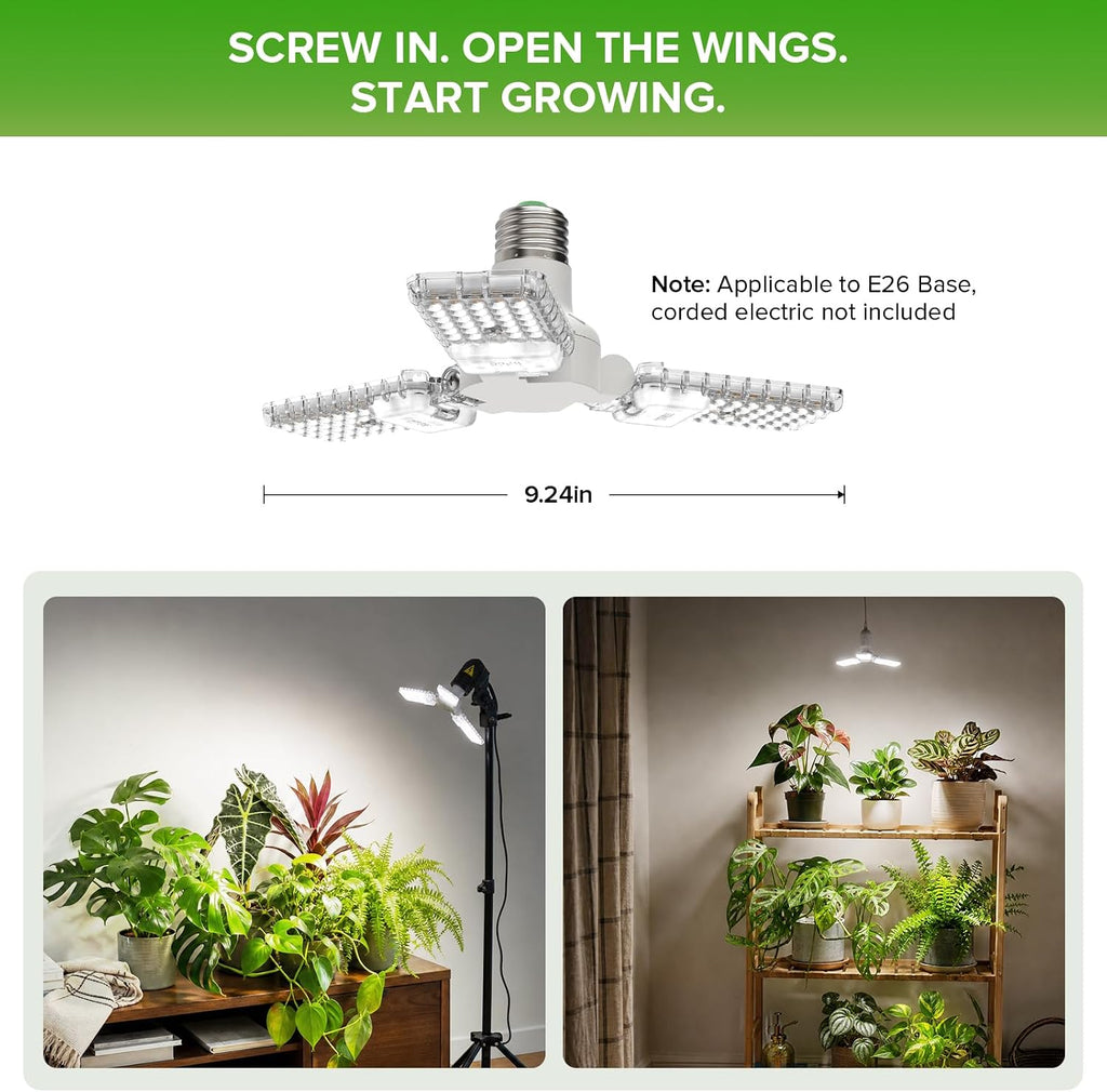 25W Grow Light for Indoor Plants, 4000K Full Spectrum E26 Bulb