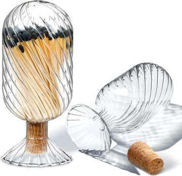 Helix Glass Match Cloche Cork Lid,Clear,2.95 x 6.1 inches
