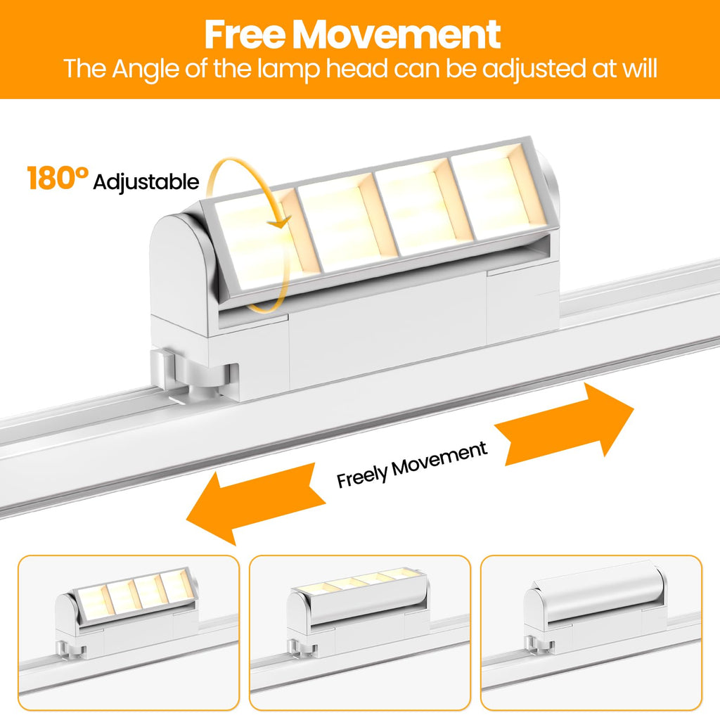 5 Color Linear H Track Lighting Heads Dimmable, 12W 3 Pack, White