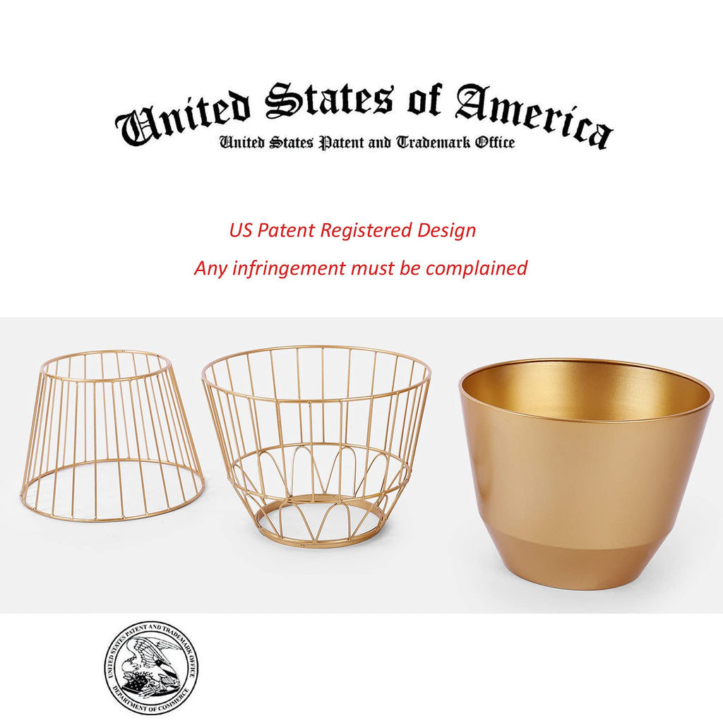 Gold Planter Stand with Pot 12" - Decorative Metal Plant Holder Stand Indoor, Gold Plant Stand Modern Flower Potted