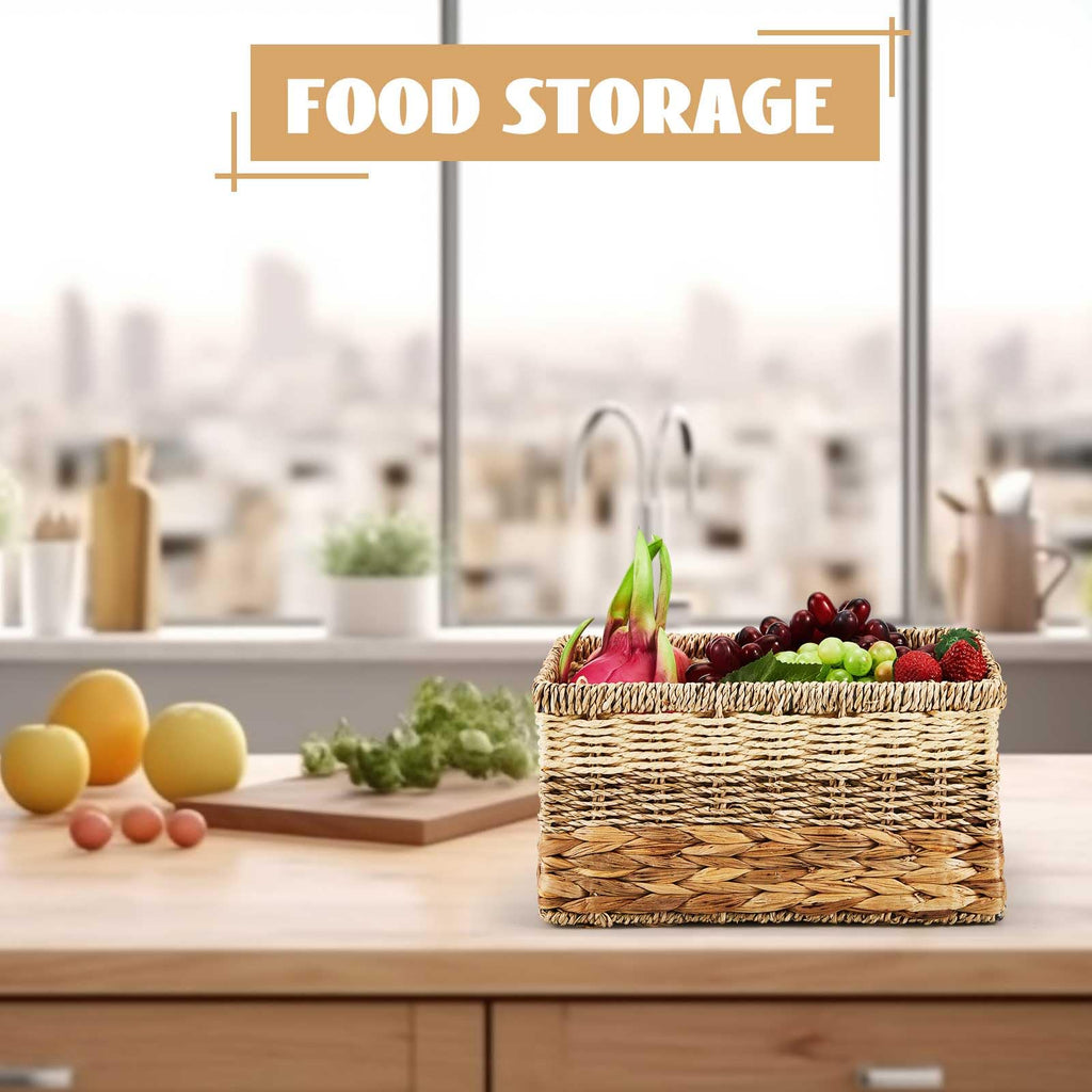 1 Pack Wicker Storage Baskets, Water Hyacinth Seagrass, M