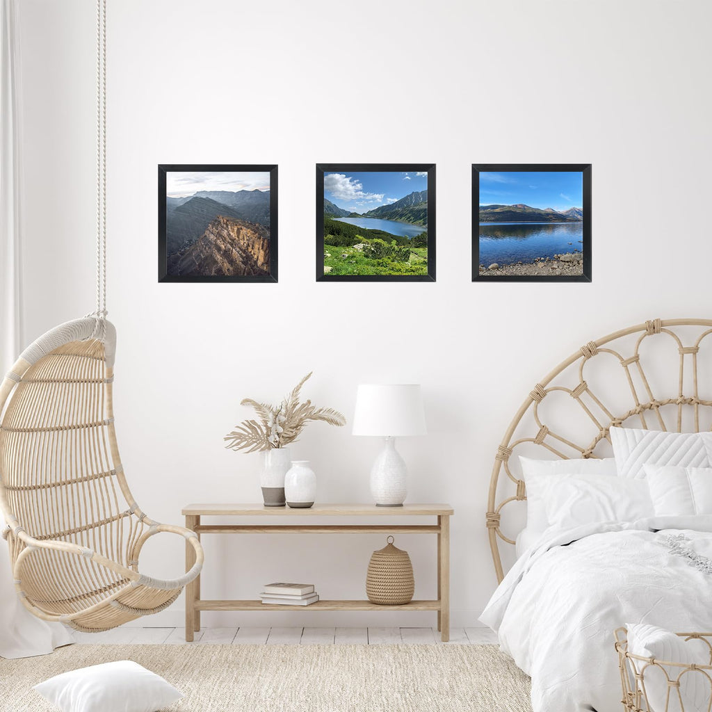 6x6 Picture Frame Set of 4 Black for Wall Hanging or Tabletop, Wall Mounting Horizontally or Vertically, 6 x 6 Square