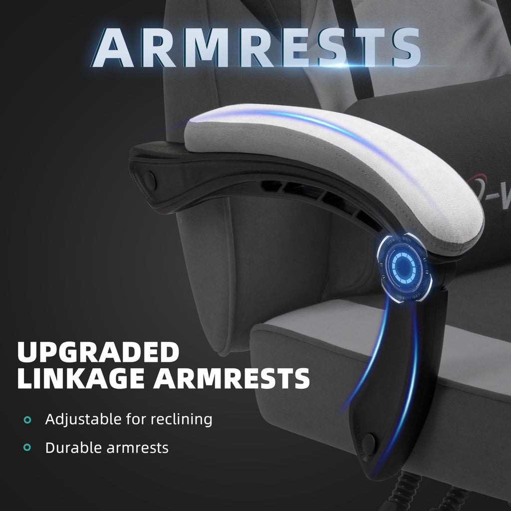Gaming Chair with Pocket Spring Cushion, Fabric Gamer Chair with Footrest for Adults, High Back Ergonomic Computer