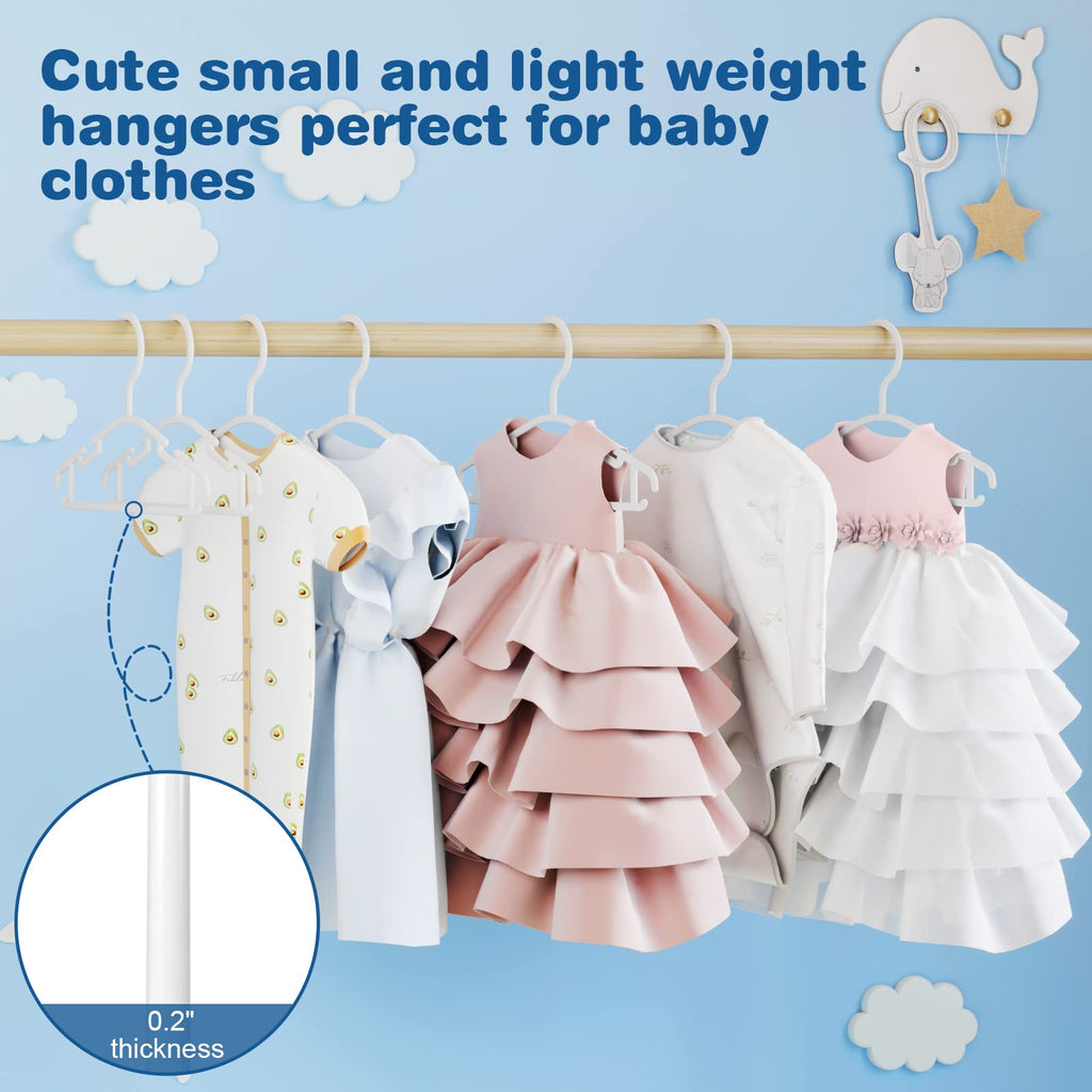 Baby Hangers 60Pack White Baby Clothes Hangers Bulk Kids Plastic Hangers Toddler/Infant Hangers for Closet