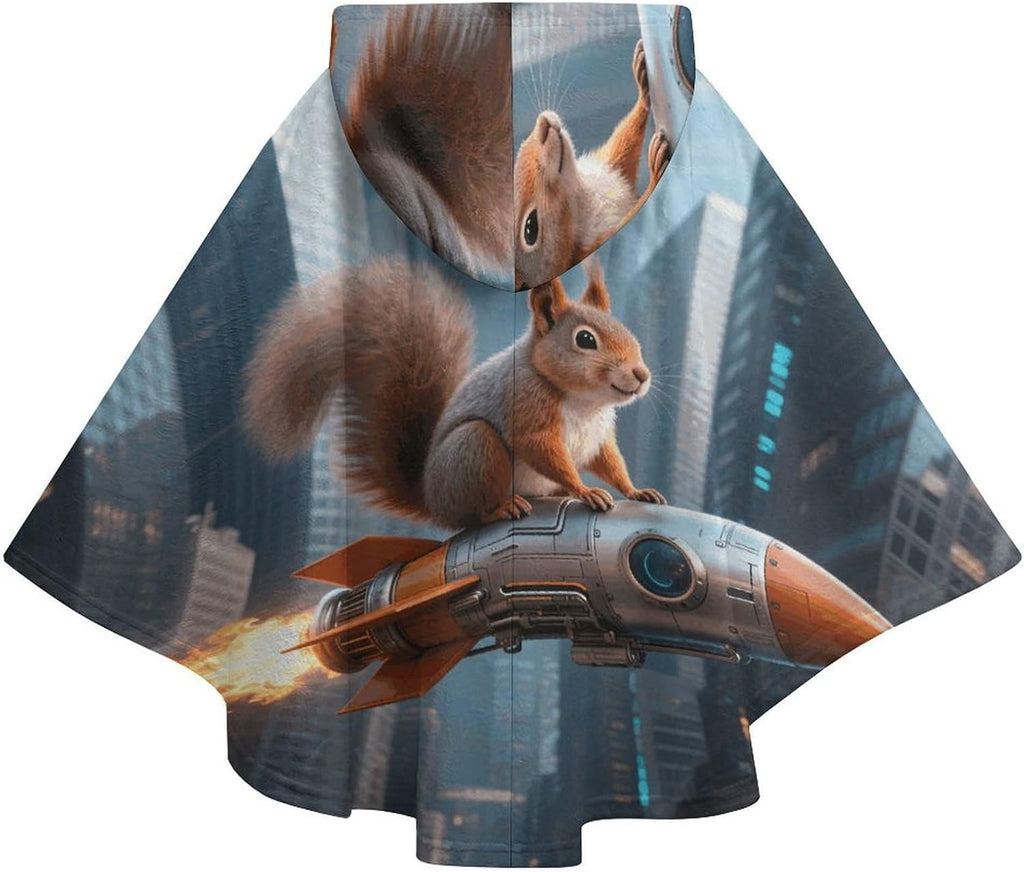 Rocket Squirrel Wearable Blanket Hoodie Flannel Hooded Blanket | Sweatshirt Oversized Cozy Sweater Gift