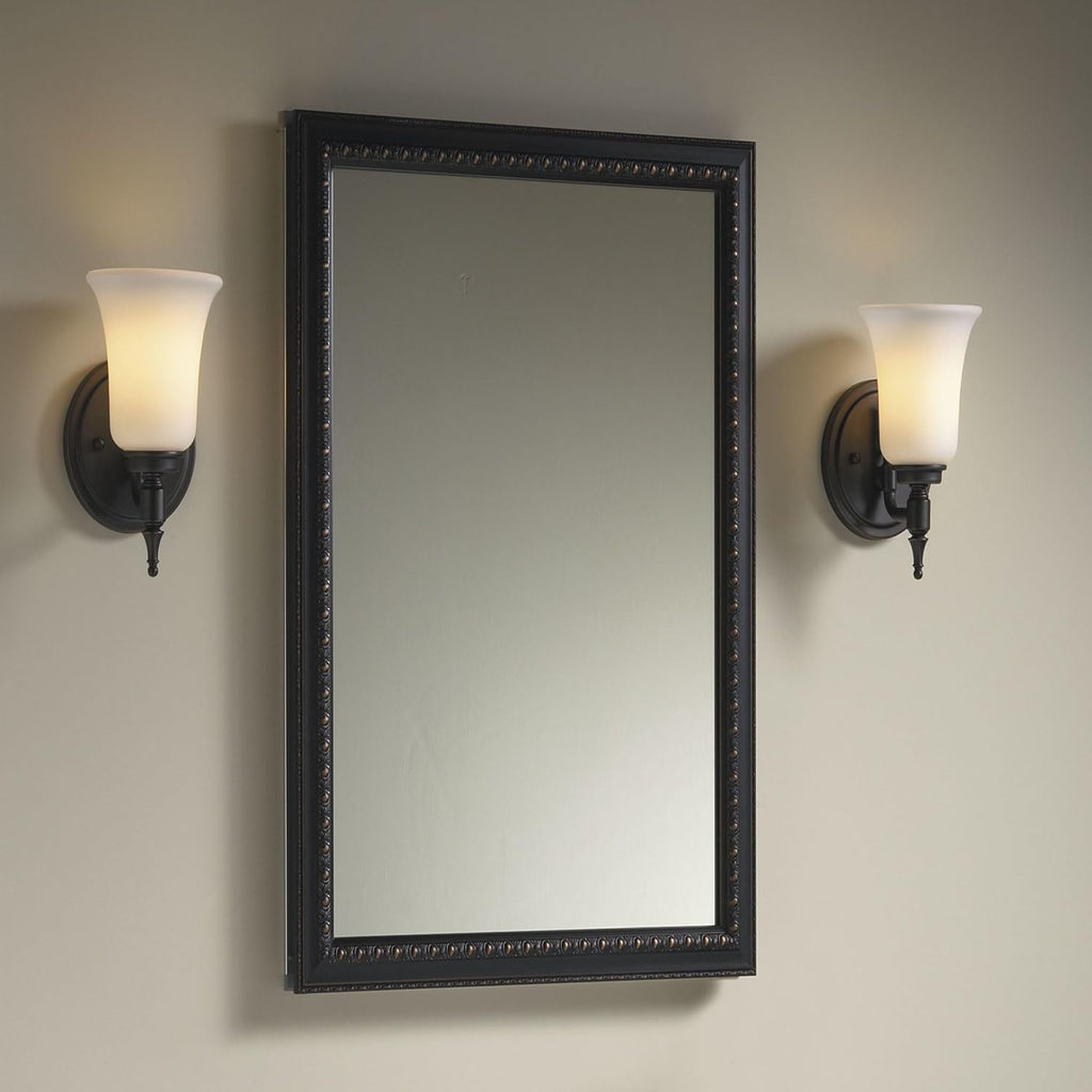 2967-BR1 20" W x 26" H Bathroom Medicine Cabinet with Framed Mirror Door, Recessed or Surface Mount Bathroom Wall