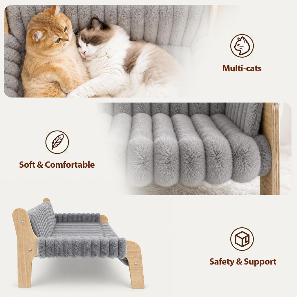 Elevated Cat Couch for Indoor Cats Wooden Cat Sofa for Kitty Puppy