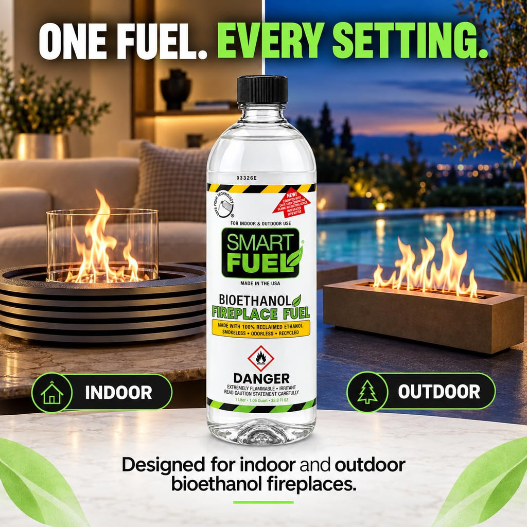 SmartFuel Bioethanol Fuel, Denatured Alcohol for Fire Pits, 1 L (Pack of 3)