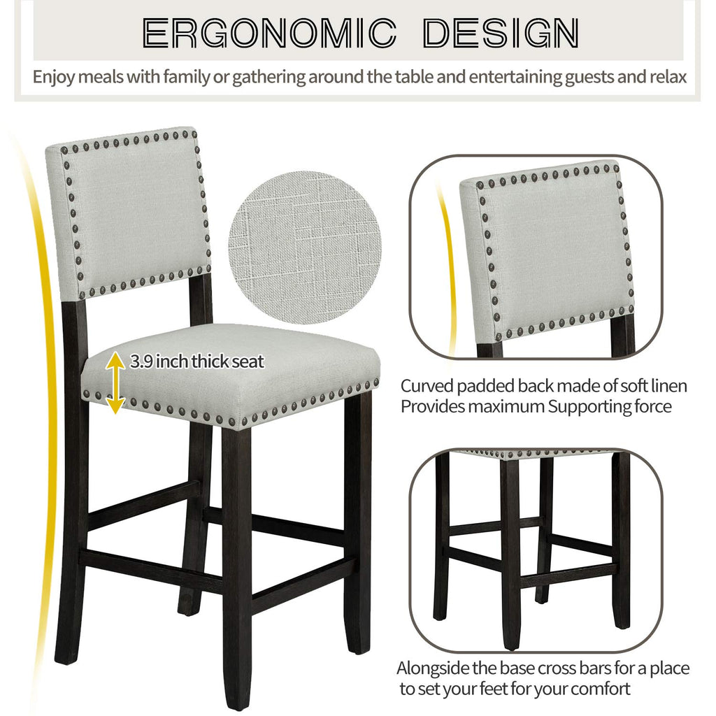 5 Piece Kitchen Table Set, Counter Height, Espresso and Beige