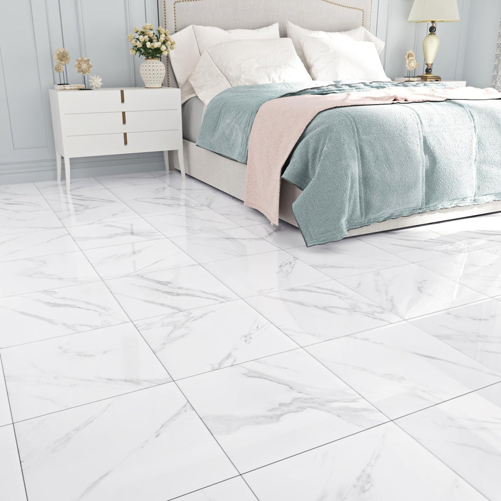 Marble Peel and Stick Floor Tile Bathroom Waterproof Vinyl Tiles