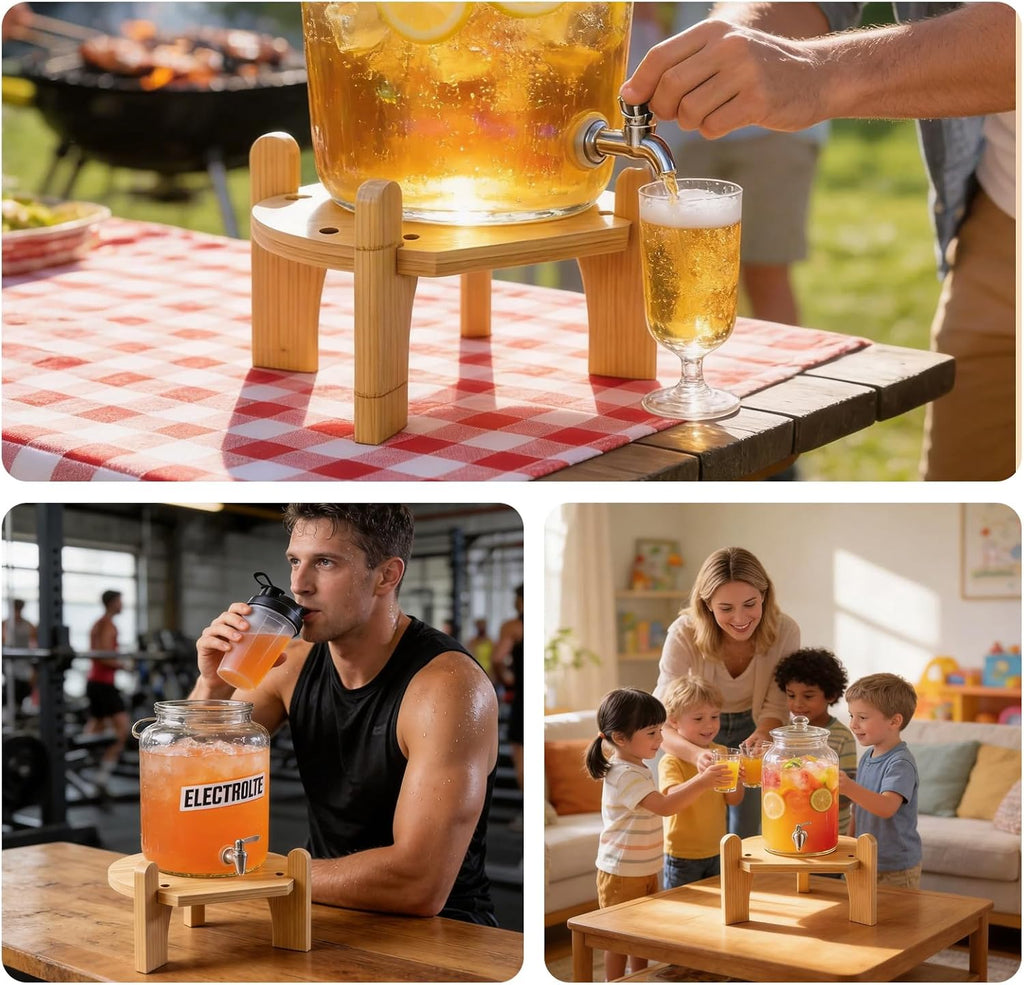 Beverage Dispenser,Water Dispenser and Beverage Dispenser - Bamboo Stand for Countertop, Perfect and Party Use
