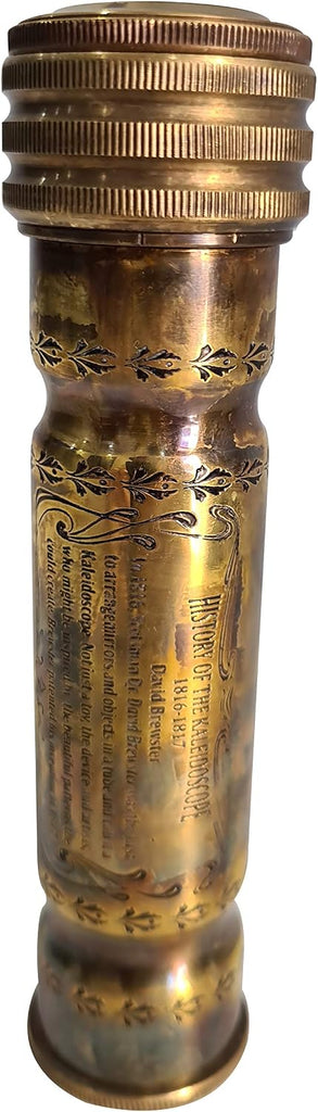 Handmade Vintage Brass Kaleidoscope - Antique Style Engraved Collectible for Desk Display - Unique Steampunk Gift &