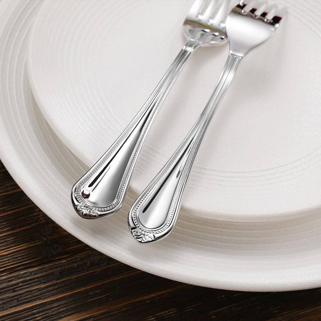 Premium Pearl Edge 20/45/65-Piece Silverware Set (45, Silver)