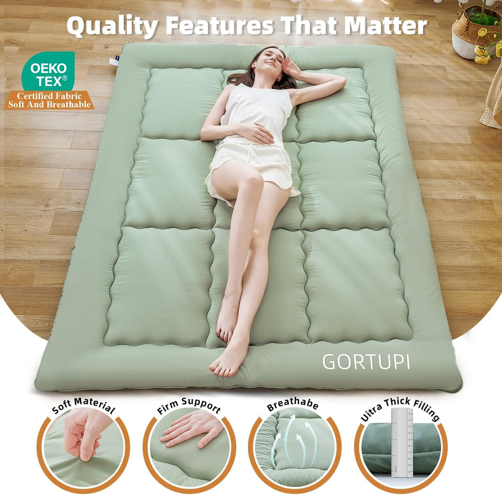 Japanese Floor Futon Queen Foldable Futon Mattress for Floor Tatami Mattress Portable Rollaway Bed for Guest Playmat