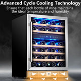 24 inch Wine Cooler, 37 Bottle - Dual Zone Built-in or Freestanding Fridge with 