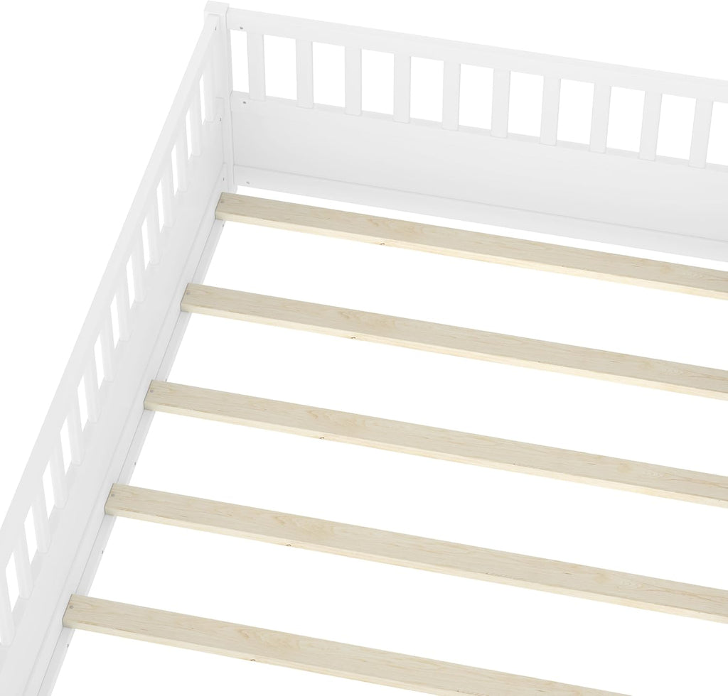 Full Size Montessori Floor Bed with High Rails