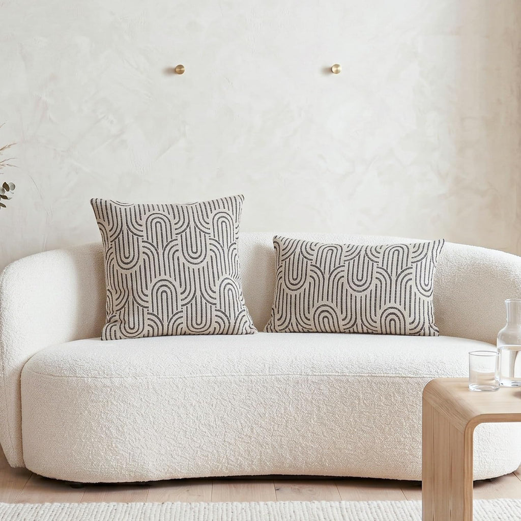 Geometric Textured Throw Pillow Cover, Modern Accent Arc Pattern Decorative Square Cushion Case for Couch Sofa