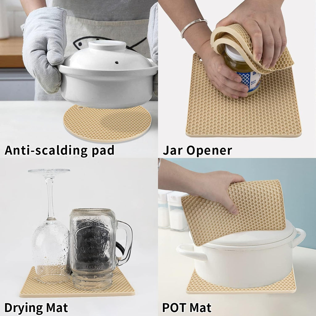 Silicone Trivets for Hot Pots and Pans, Pot Holders Hot Pads, Non-Slip & Heat Resistant Silicone Mats Counter - Set of 4