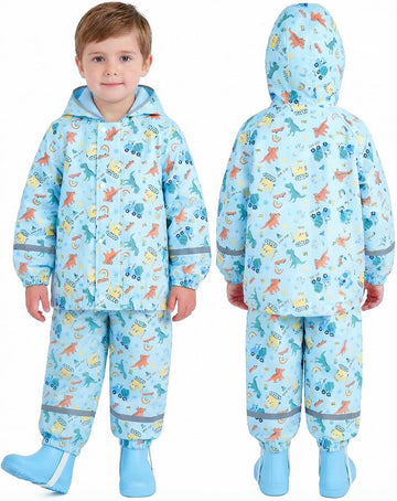 Boys Girls Waterproof Suit,Toddler Piece Raincoat with Portable Storage Bag and Reflective Strip