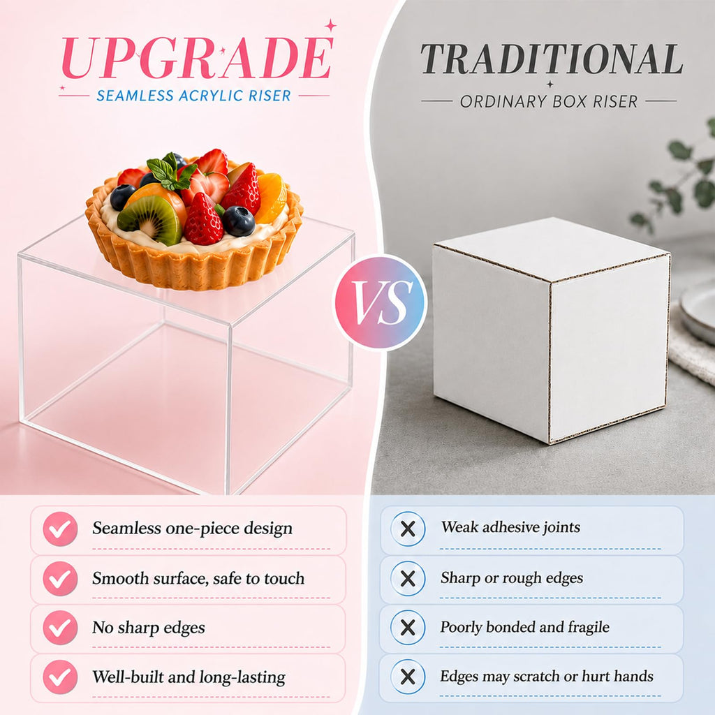 6 Pcs Food Risers for Display Party Buffet Riser Clear(4", 4", 5", 6", 7", 8")