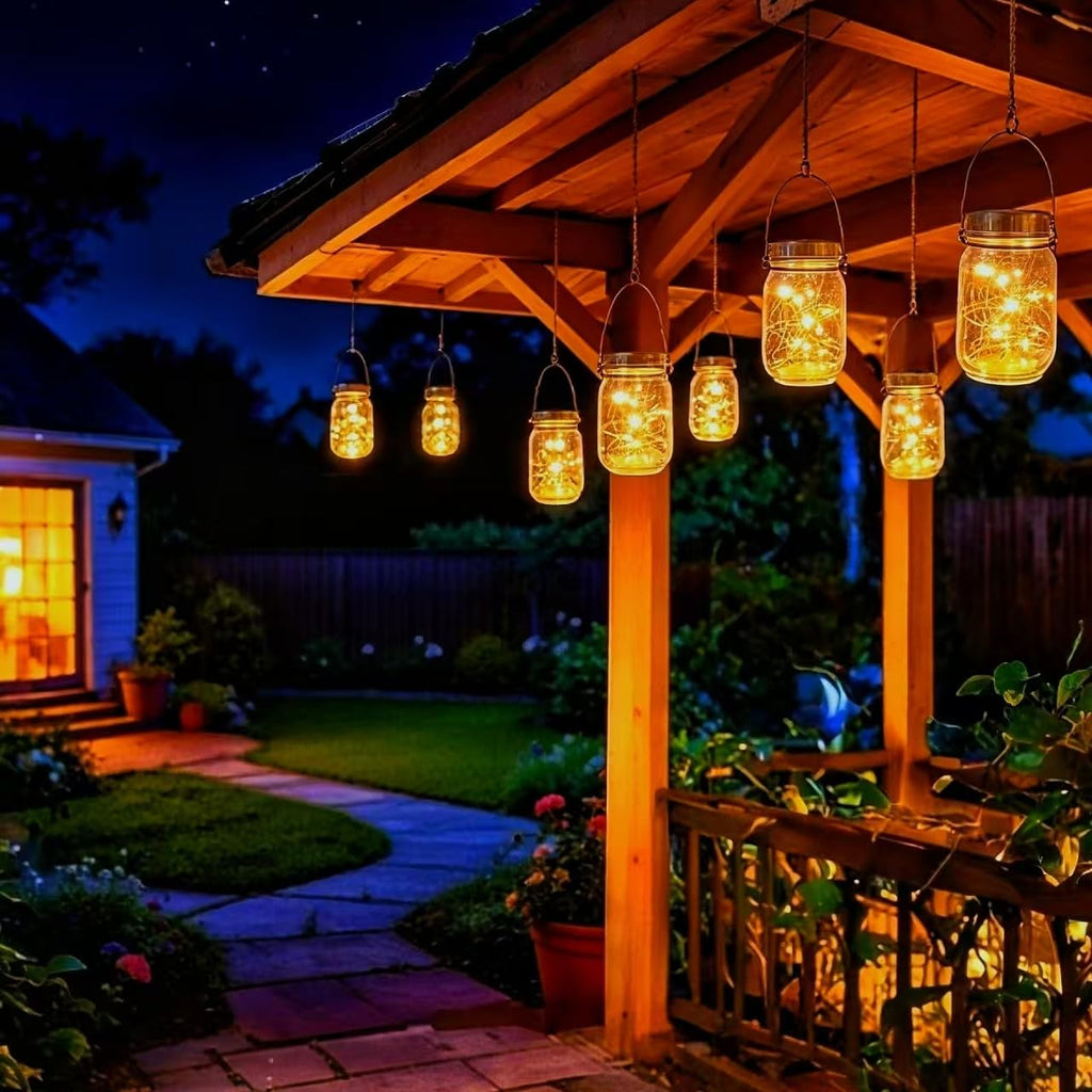 12 Pack Solar Hanging Lanterns Outdoor Waterproof Mason Jar Lights