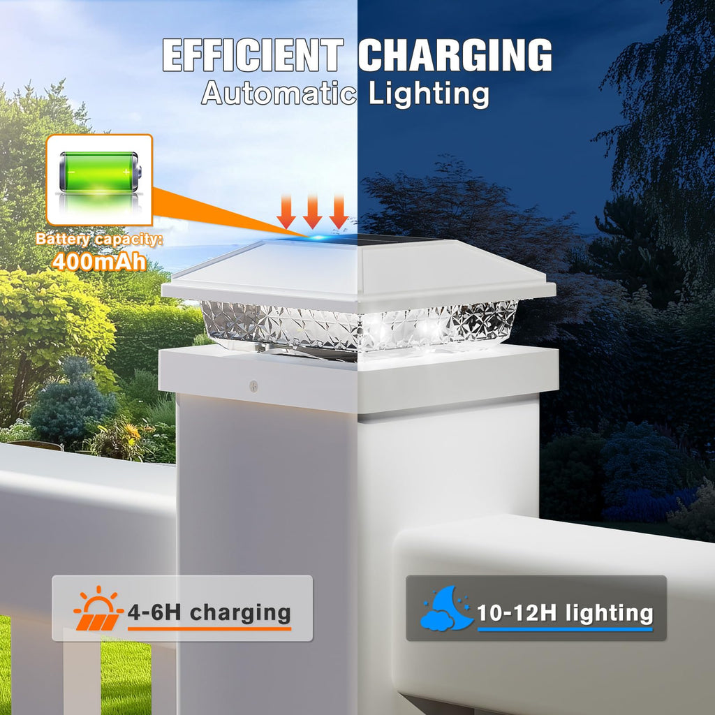 Solar Post Cap Lights,4x4 Post Solar Light Cool White,White 12 Pack