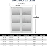 Sliding Closet Door for 72" x 80" Opening, 3-Lite Frosted Glass MDF Barn Door with Hardware Kit Set,