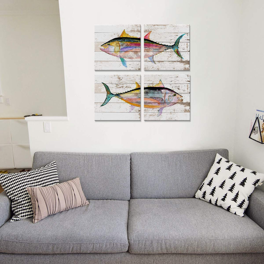 Tuna Fish Wall Decor Ocean Canvas Art Beach Bathroom Coastal Decor Rustic Fish Pictures Kitchen Nautical Sea Animal