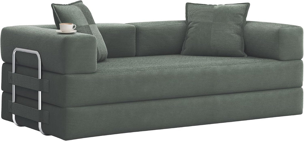 78 Inch Convertible Sofa Bed, 5-in-1 Futon Sofa Bed Pull Out Couch, Boneless Couch Bed , Corduroy Boneless Couches