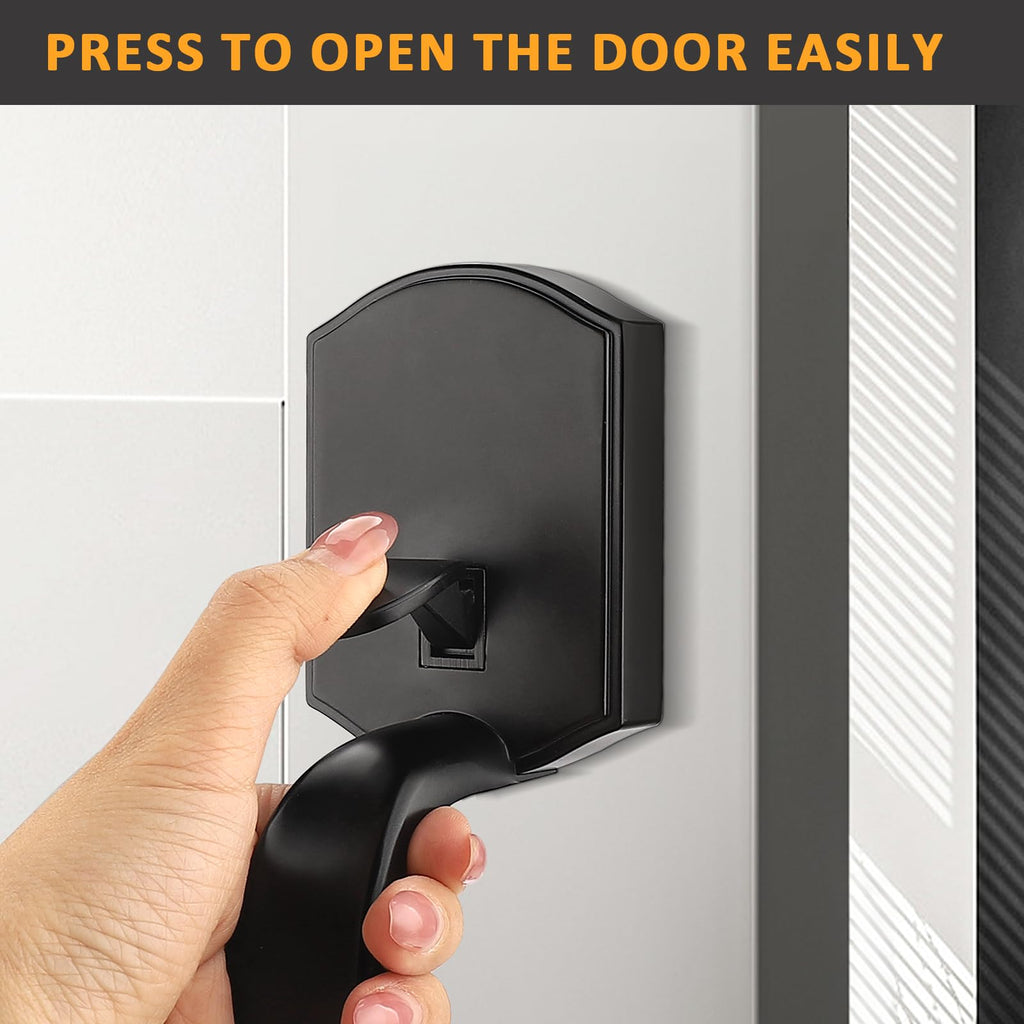 Black Lower Half Front Entry Handleset, Heavy Duty Entry Door Handle with Interior Reversible Handed Lever, Lock Grip