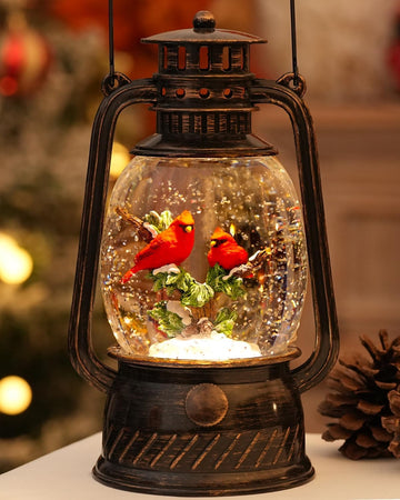 Christmas Snow Globes Cardinal Gifts,Christmas Decorations Cardinal Snow Globe, Musical Lantern Light Up 6H Time