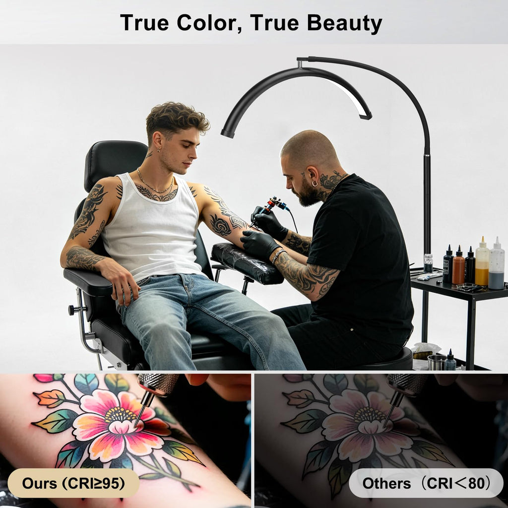 Half Moon LED Floor Light - Professional Shadow-Free Lamp for Lash Techs, Estheticians & Tattoo Artists | Remote