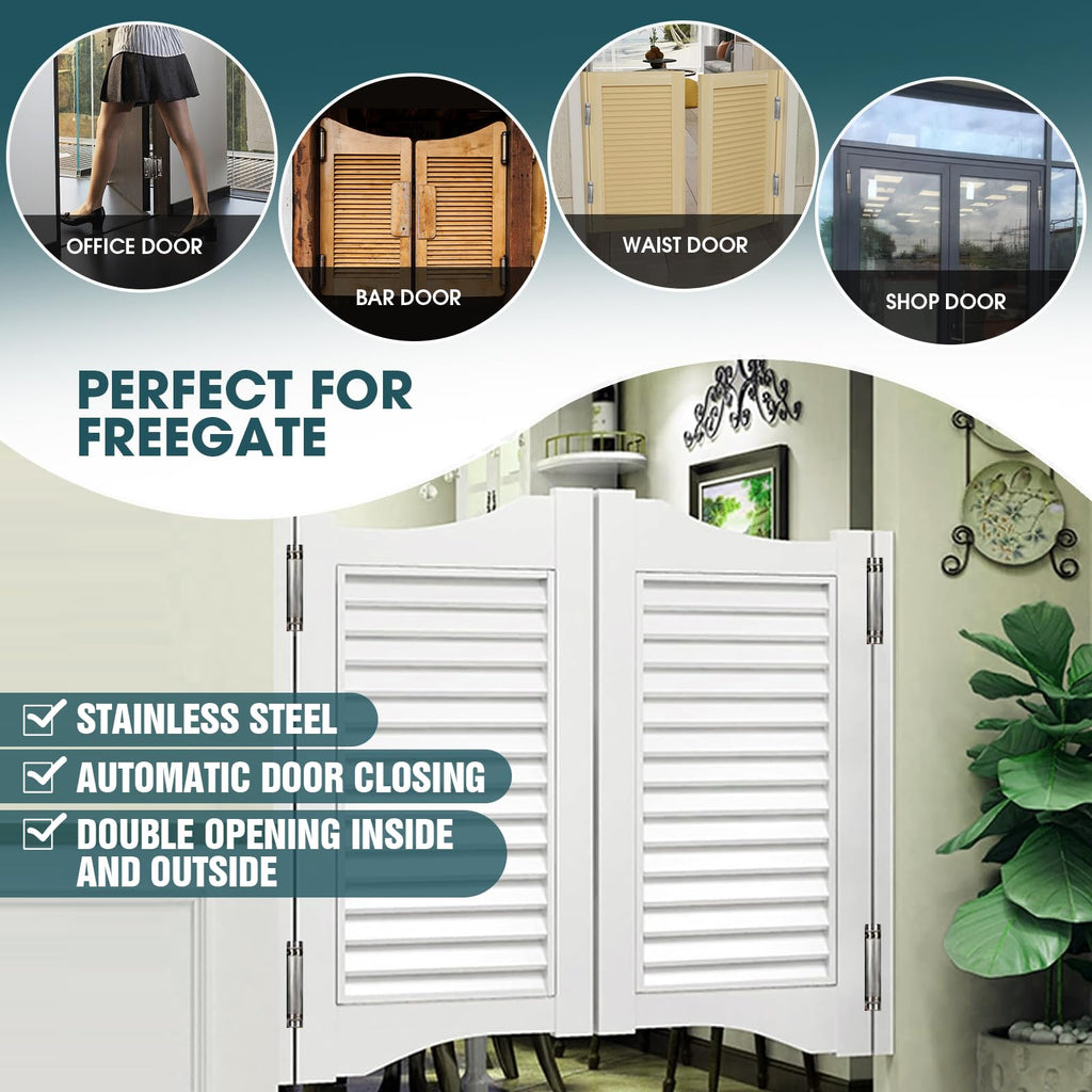 6in Double Action Spring Hinge, Self-Closing Door Hinges with Pins & Screws