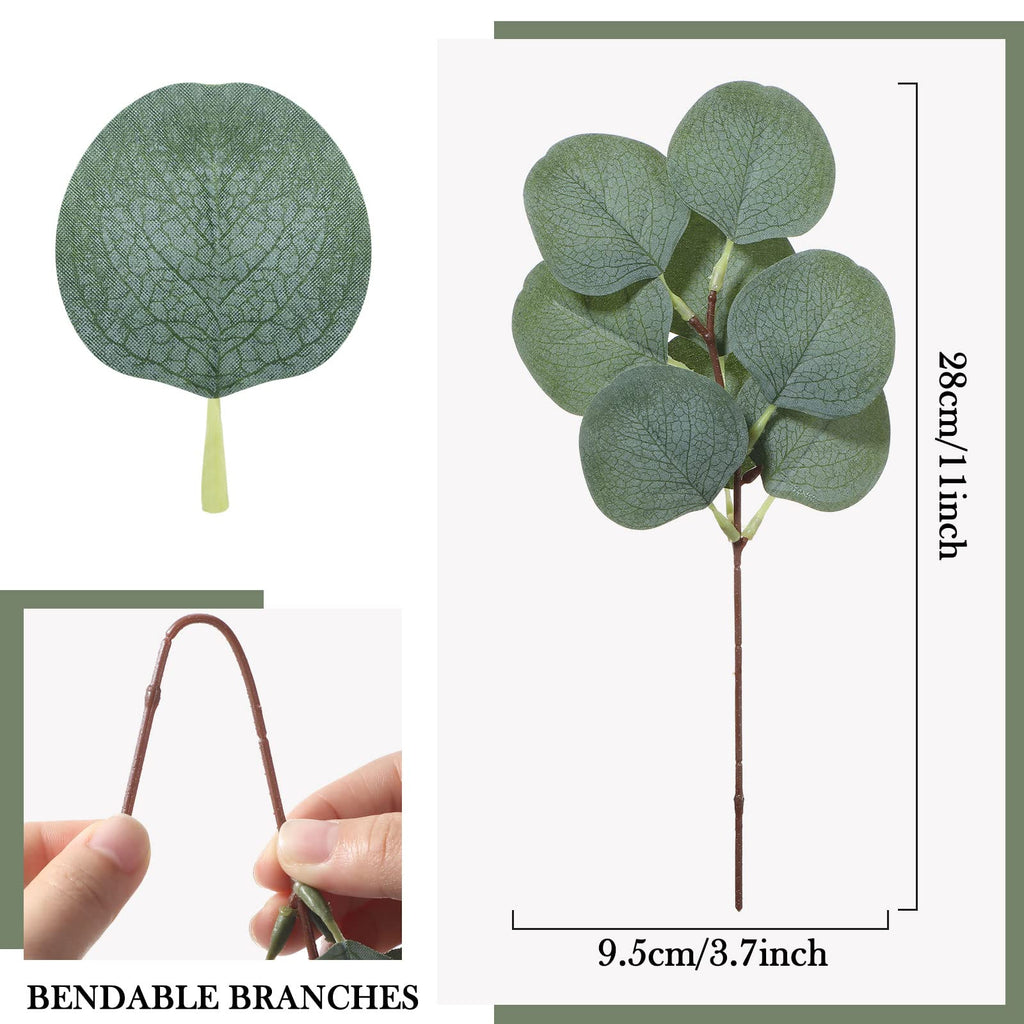 120 Pieces Artificial Eucalyptus Leaves Set Greenery Eucalyptus Stem