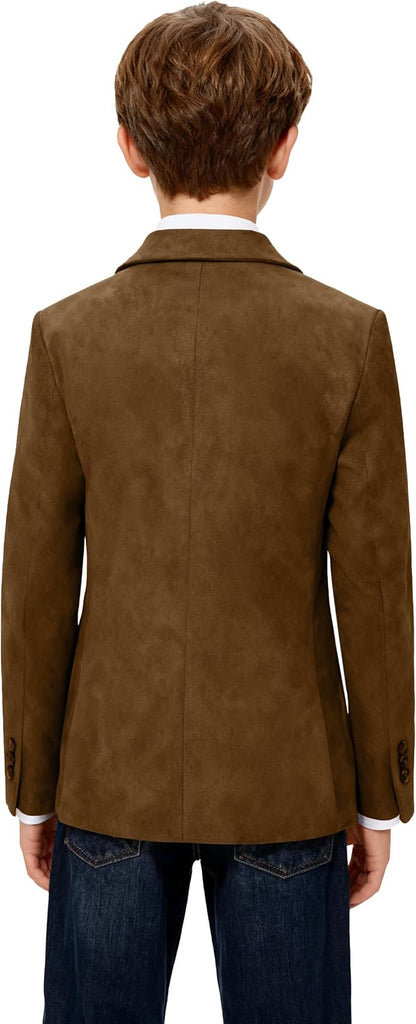 Blazer for Boys Suede Sport Coat Casual Suits Jackets for Boy Suede Blazer