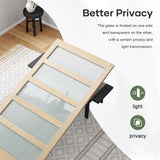 42x84 inch Glass Sliding Barn Door Slab with 7ft Hardware Kit Included, 5-Panel Frosted Glass, Spruc