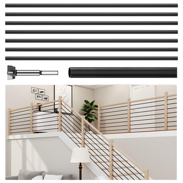 7 Pack 8 FT x 35/64 inch Iron Round Baluster for Indoor Staircase