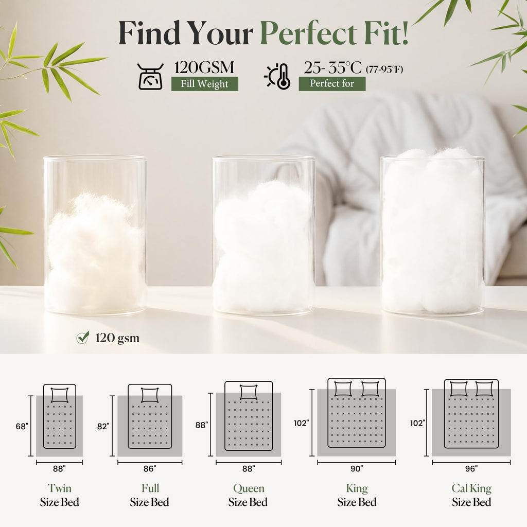 Summer Lightweight Bamboo Comforter, Off White, King