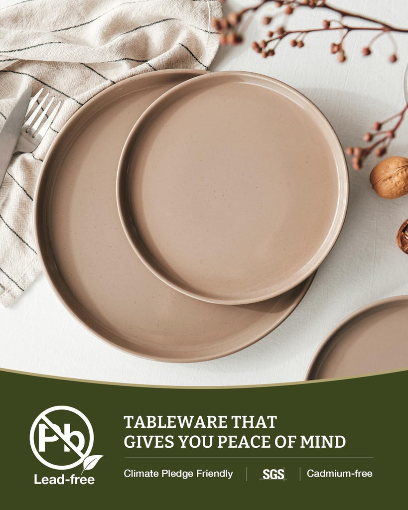 Milkyway 12-Piece Stoneware Dinnerware Set, Cinnamon Brown