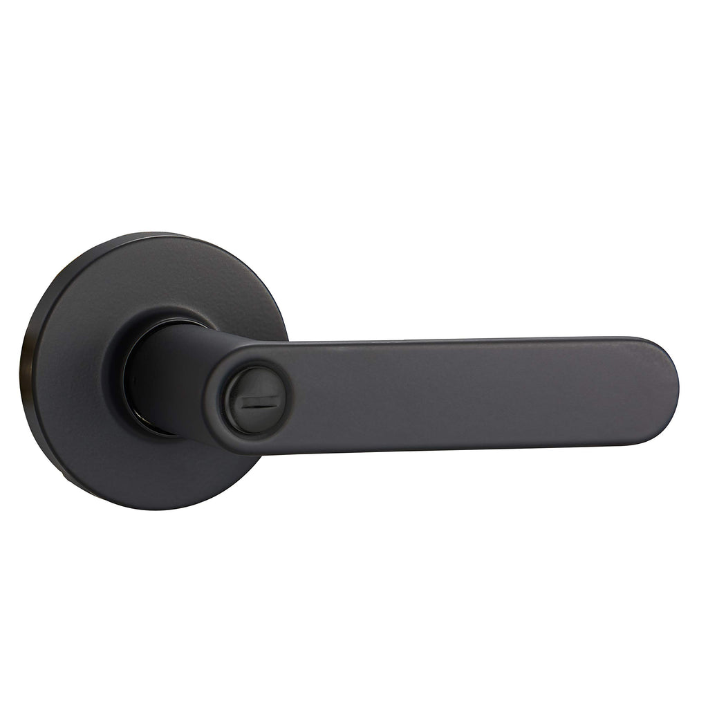 Contemporary Reno Door Lever with Lock, Privacy, Matte Black