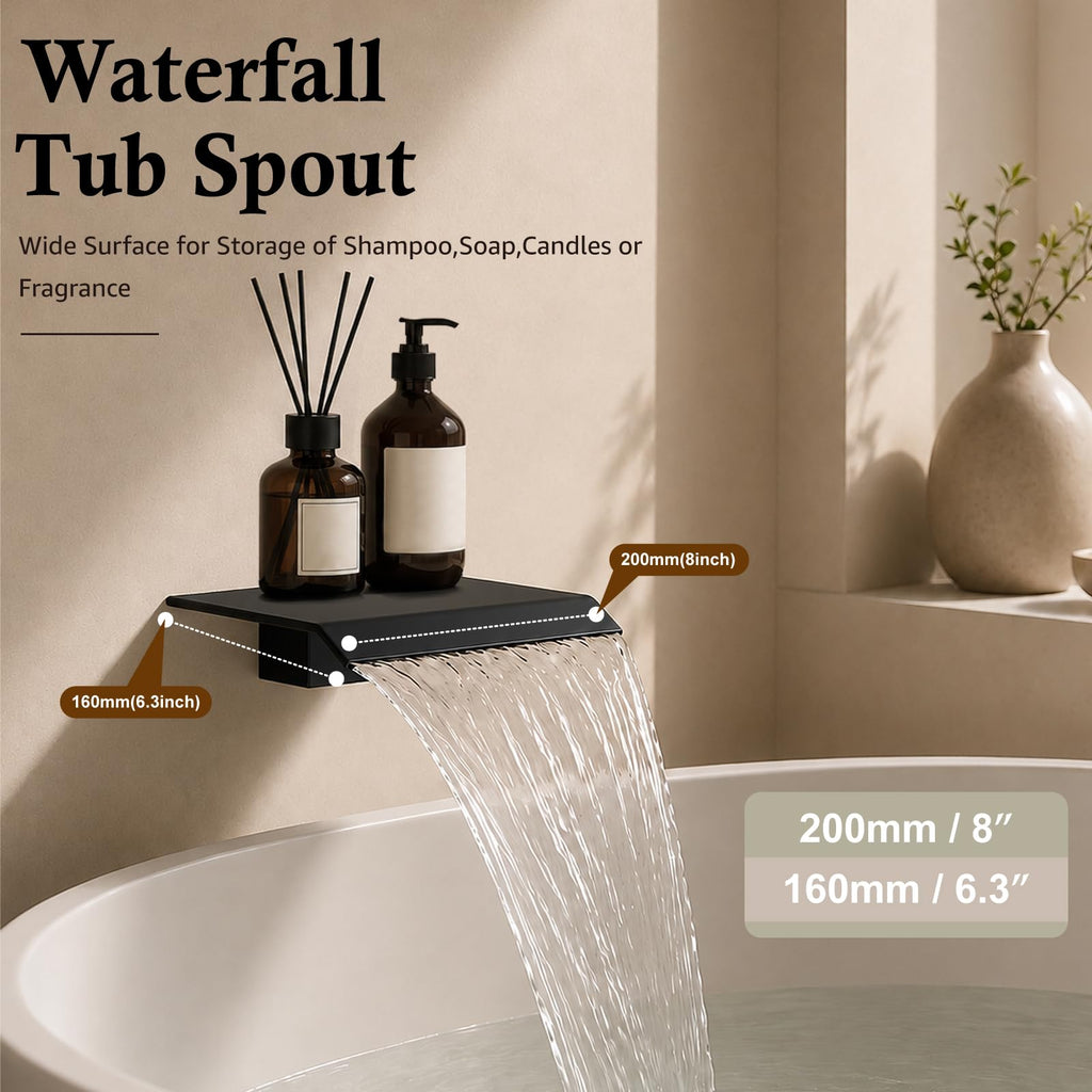 Shower System with Tub Spout, 10 Inch Shower Head, Matte Black