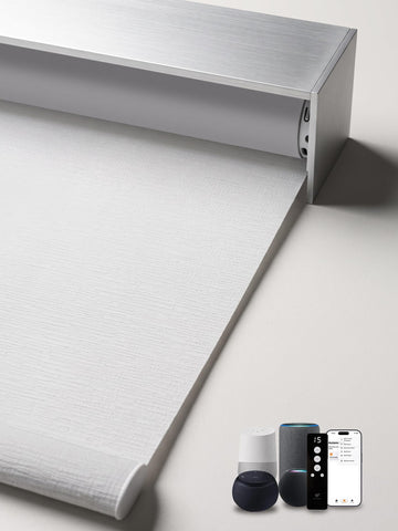 Motorized Smart Roller Shades, 70% Blackout Essential White