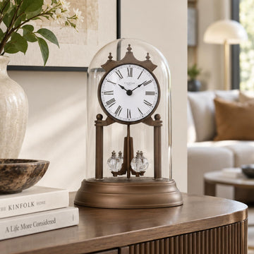 9" Genevieve Mantel Clock with Revolving Pendulum, Bronze