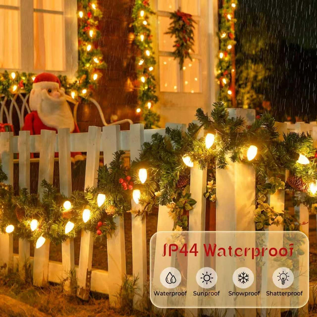 100 LED C9 Christmas Lights Outdoor: 66 FT 8 Modes Plug in Connectable C9 Warm White Christmas Lights for Tree Roof
