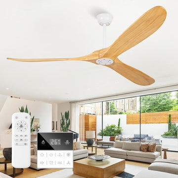 Inspired Maverick Style 72 Inch Natural Wood Large Ceiling Fans Without Lights,Propeller Outdoor Ceiling Fans Without